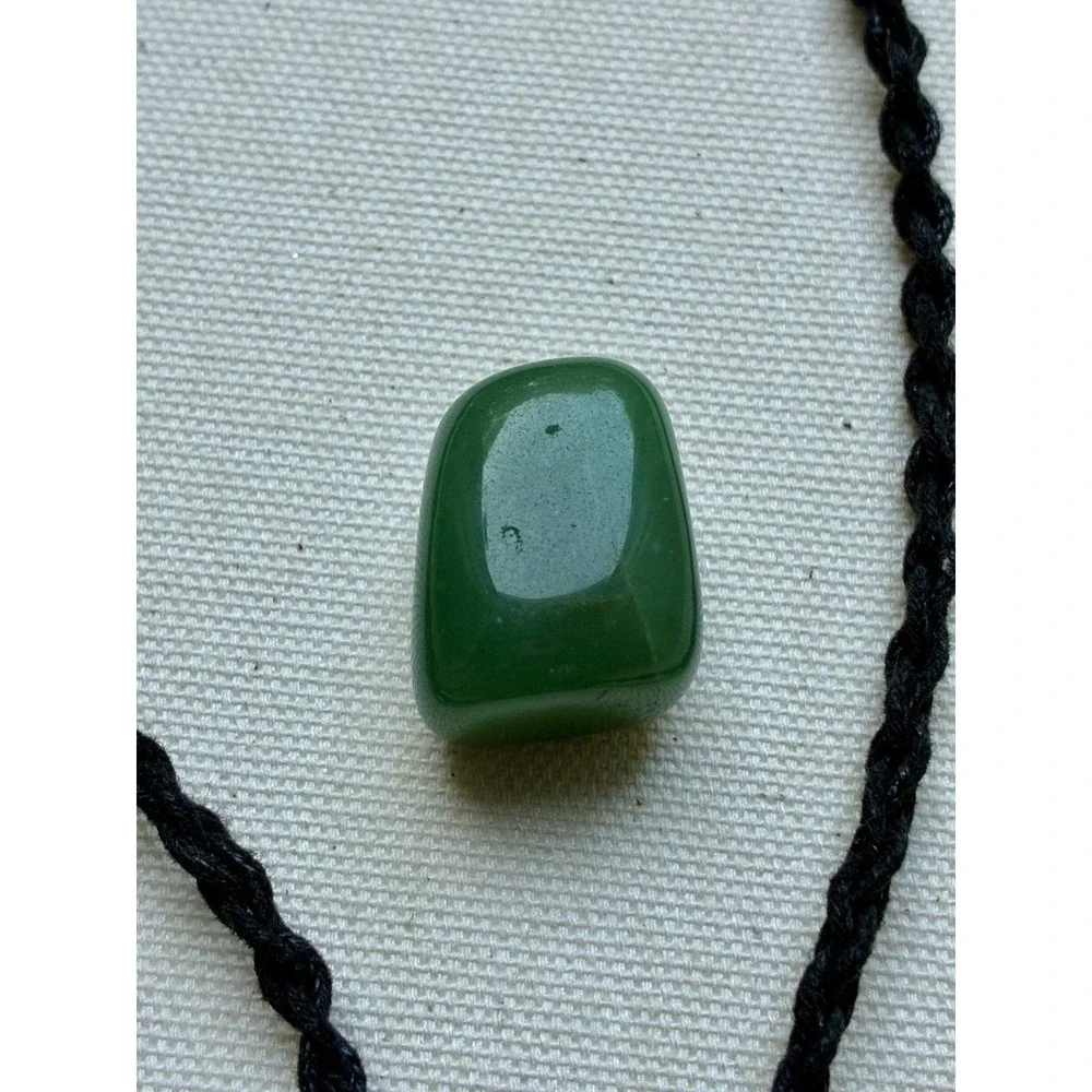 Natural Green Tumbled Stone Macrame Adjustable Cord Necklace Crystal Healing